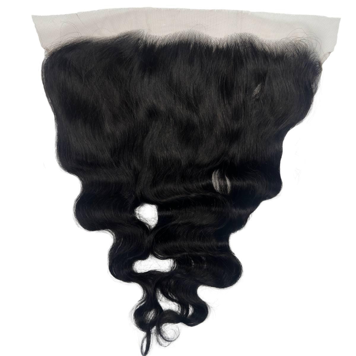 Frontal de cabello humano Jet Black Body Wave de encaje HD 13x6