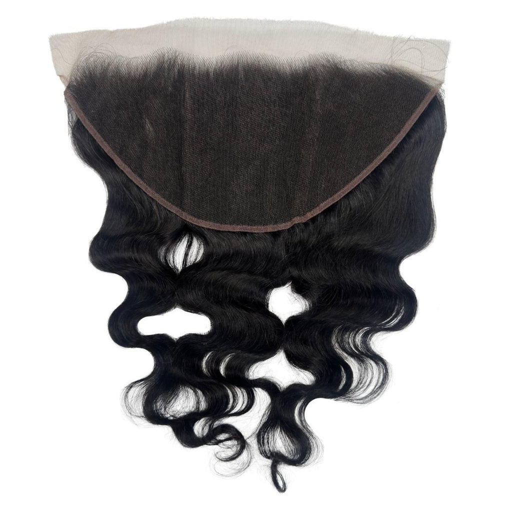 Frontal de cabello humano Jet Black Body Wave de encaje HD 13x6