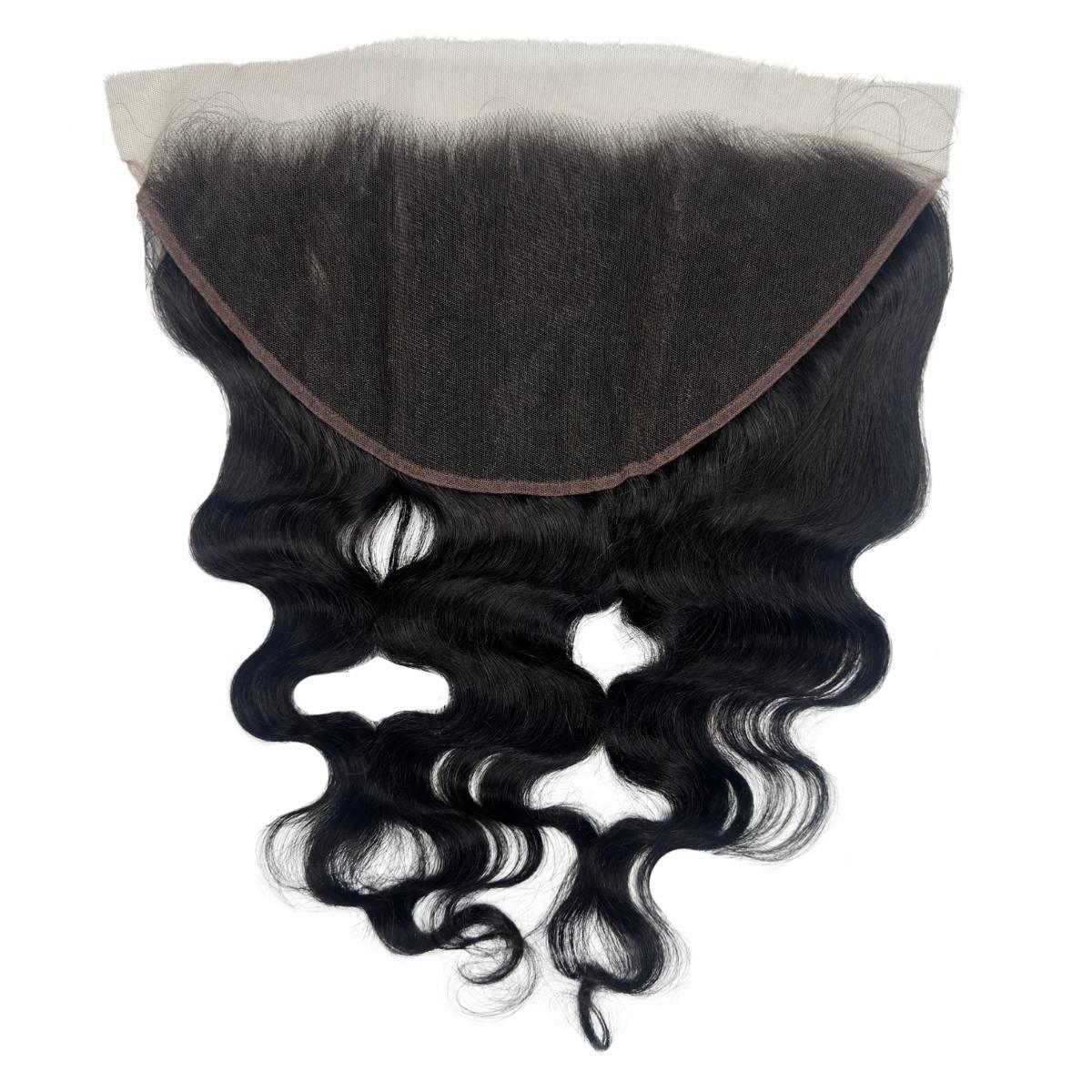 Frontal de cabello humano Jet Black Body Wave de encaje HD 13x6