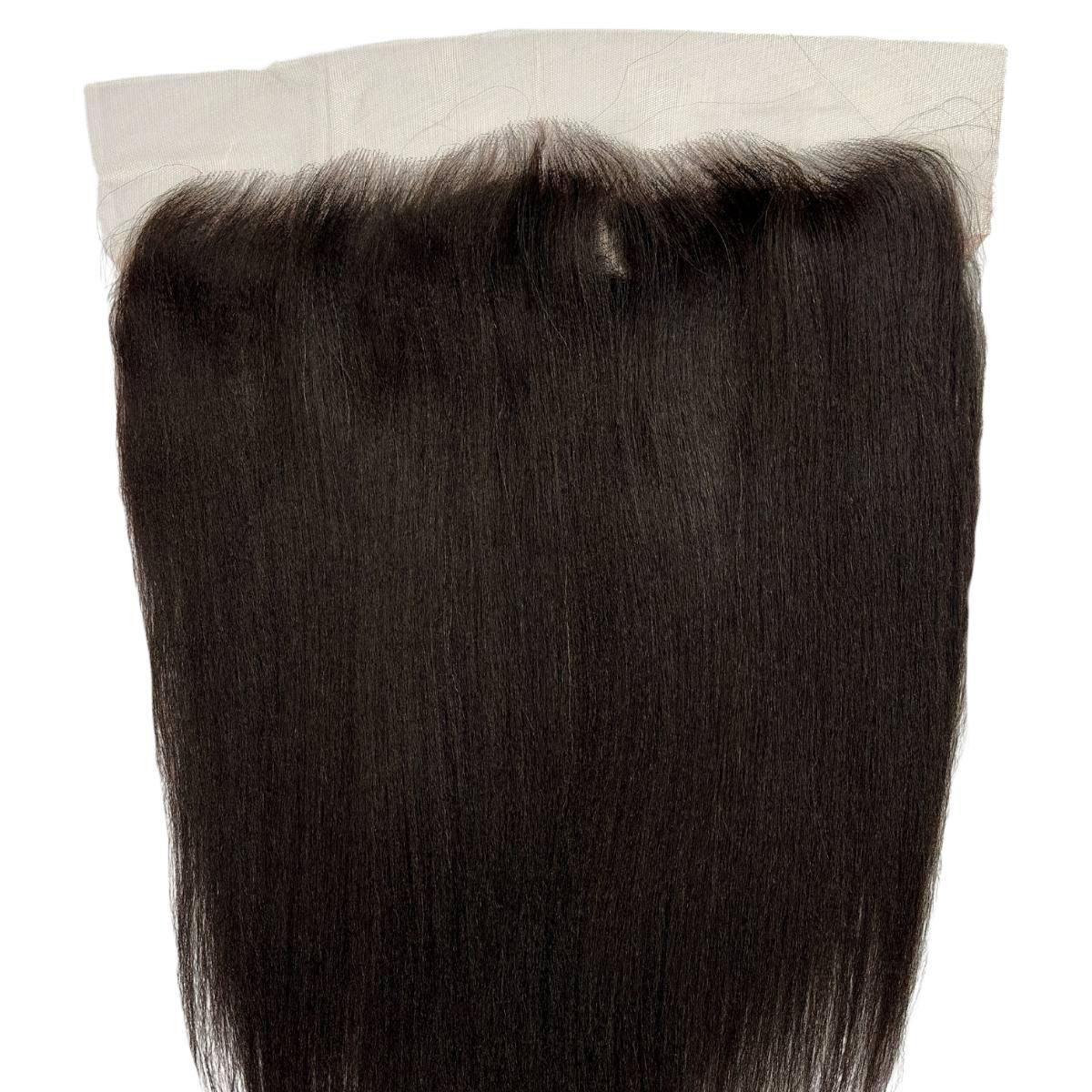 Frontal de cabello humano liso Yaki 13x6 con encaje HD