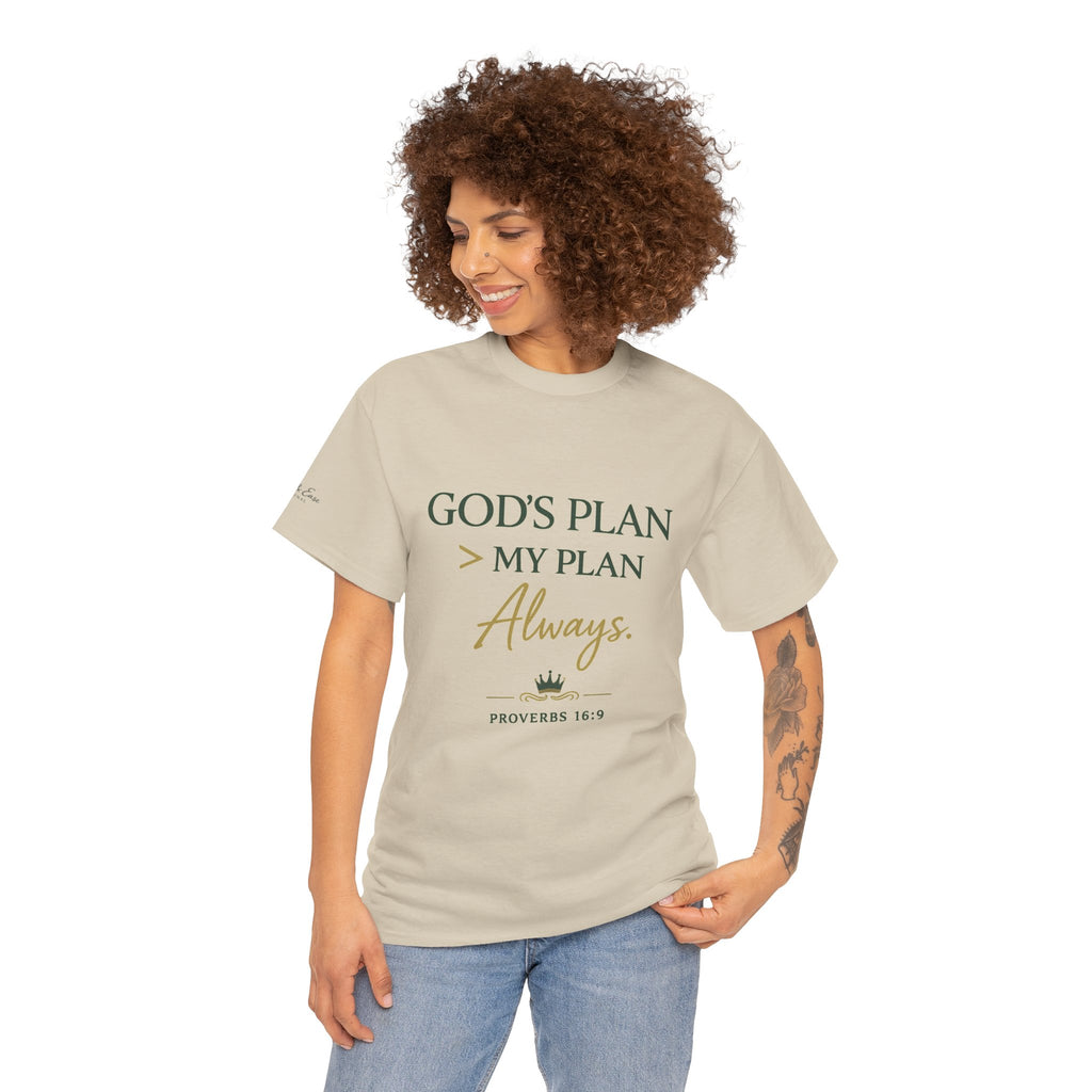 Camiseta Gráfica Cristiana — "El Plan de Dios > Mi Plan Siempre" Camiseta Cristiana Inspiradora