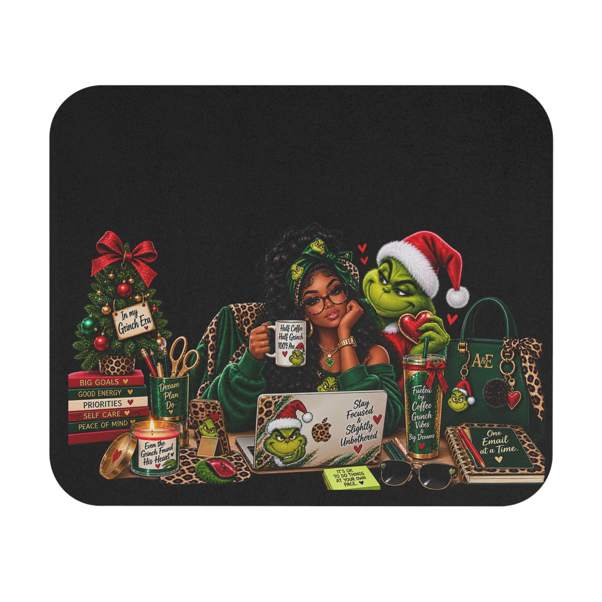 Grinch Holiday Desk Mouse Pad — Cozy Christmas Office Gaming Mat
