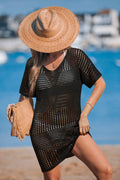 Vestido de playa mini de ganchillo de manga corta Cupshe para mujer