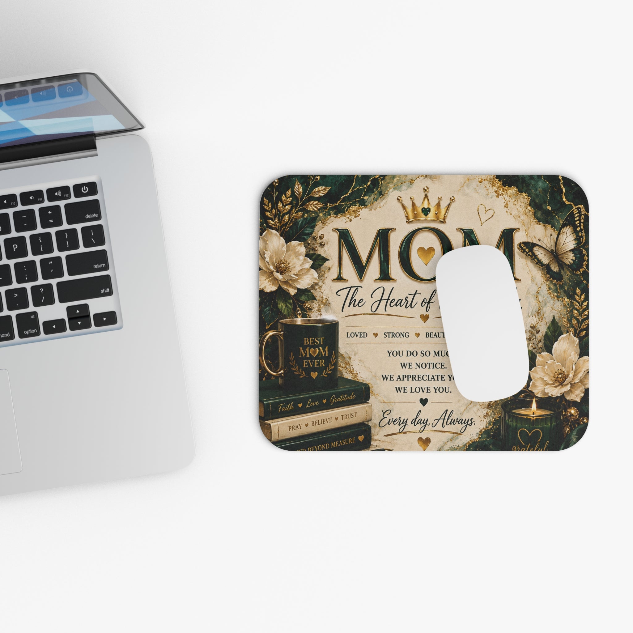 Mom The Heart of Our Family Mouse Pad — Gift for Mother, Appreciation Desk Mat