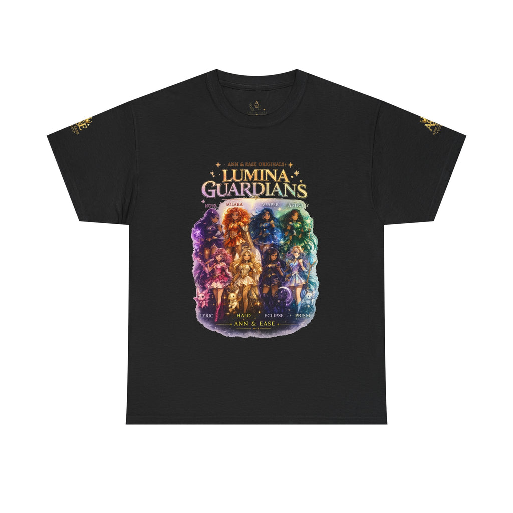 Camiseta gráfica Lumina Guardians — Camiseta con diseño de póster de personaje de fantasía a todo color