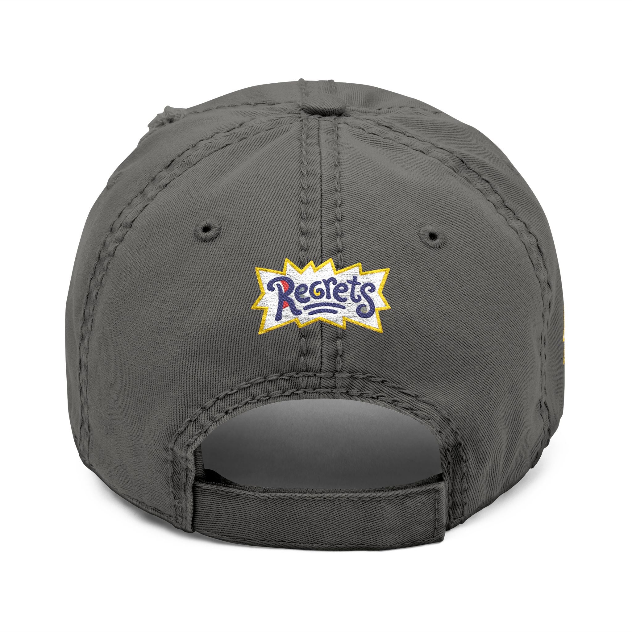 Gorra de papá 'Regrets' bordada desgastada - Gorra de streetwear vintage