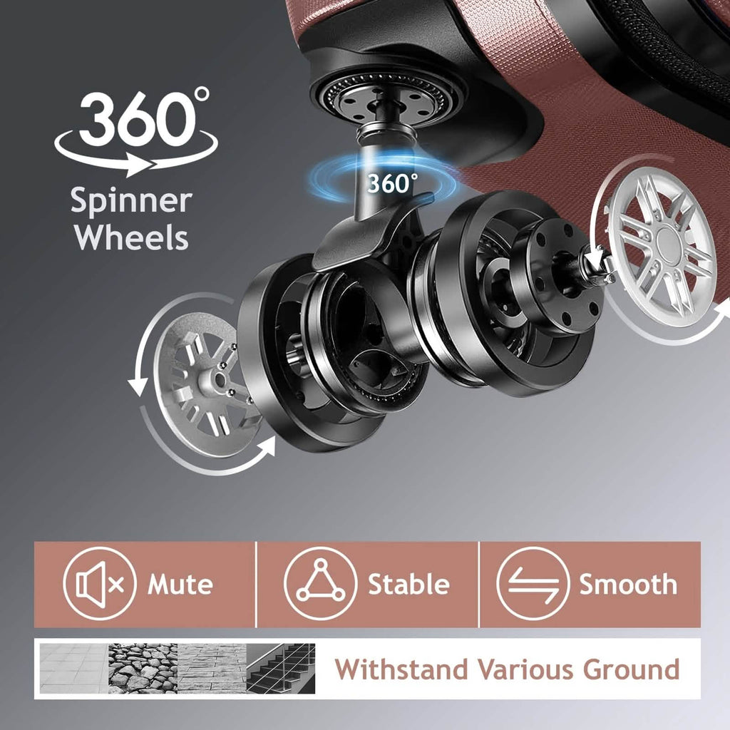 Juego de maletas rígidas de 3 piezas con cerradura TSA – Ruedas giratorias de 360° de 20/24/28 pulgadas