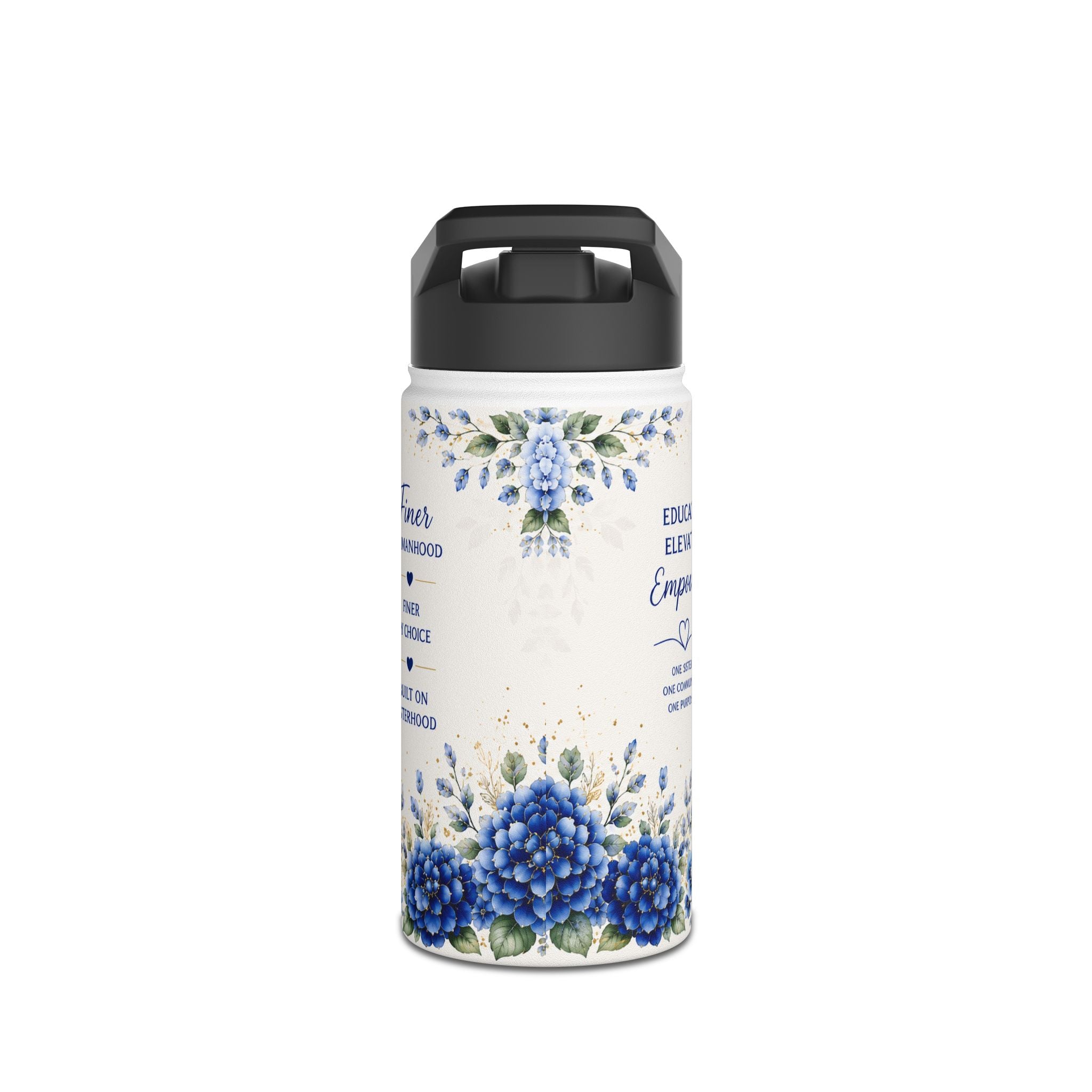 Zeta Phi Beta Floral Stainless Steel Water Bottle — Sorority Logo Hydration Bottle