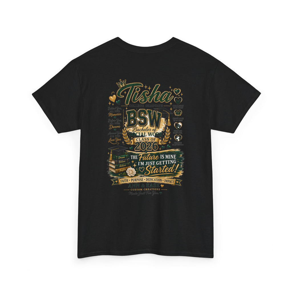 BSW Graduation T‑Shirt — "She Did It!" Personalized 2026 Social Work Grad Tee