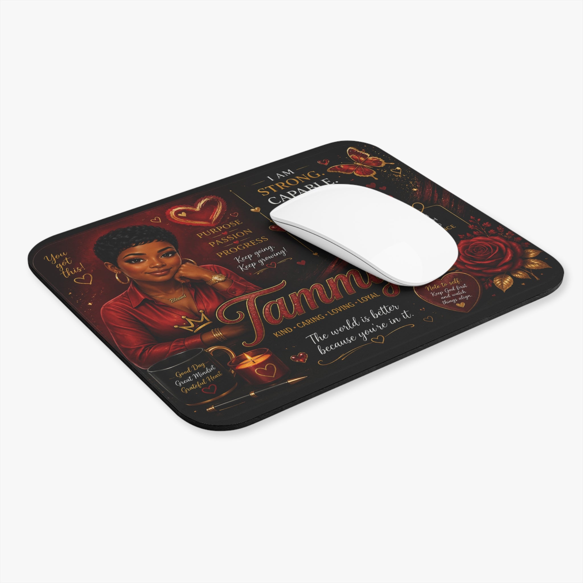Tammy Inspirational Mouse Pad — Personalized Afrocentric Motivational Desk Mat