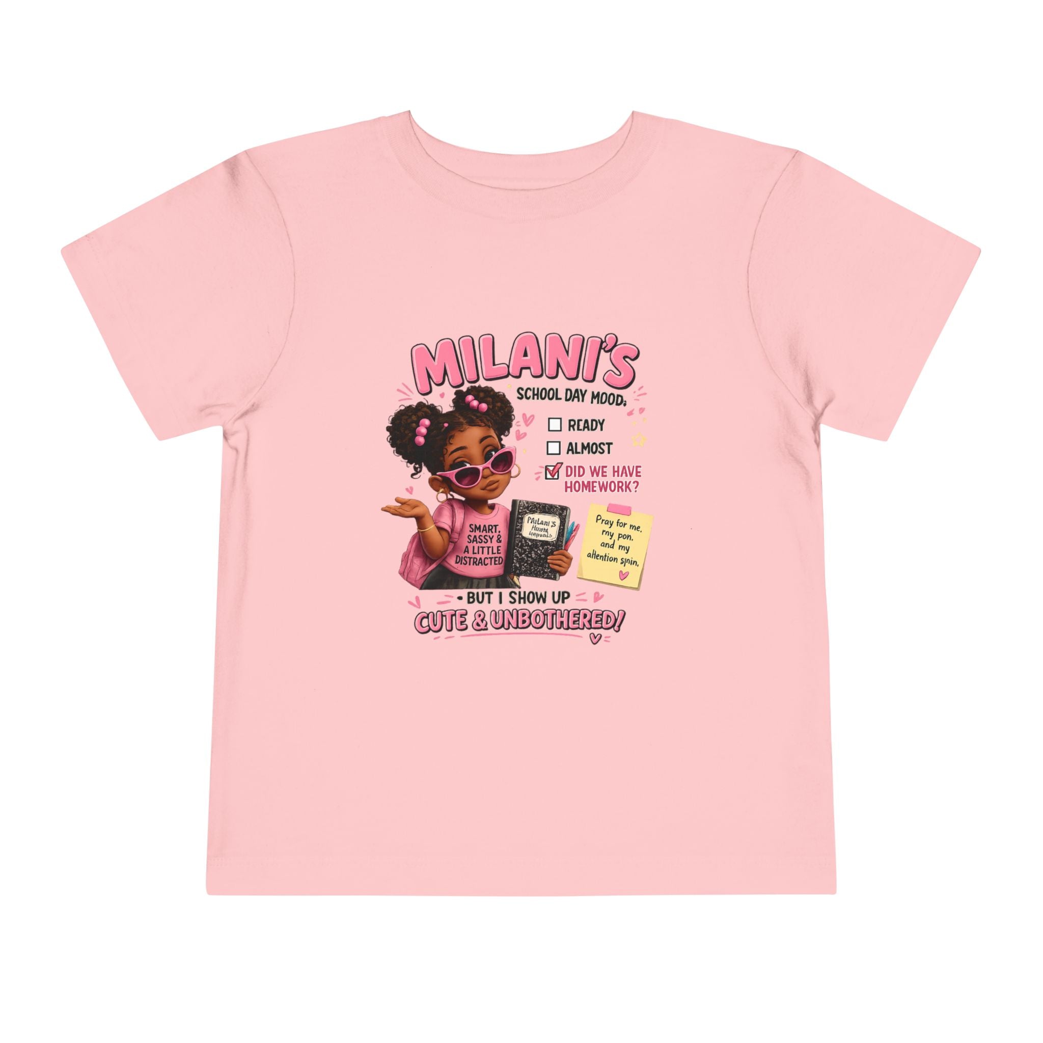 Personalized Toddler Tee — "Milani's School Days" Cute Smart Sassy Graphic Shirt