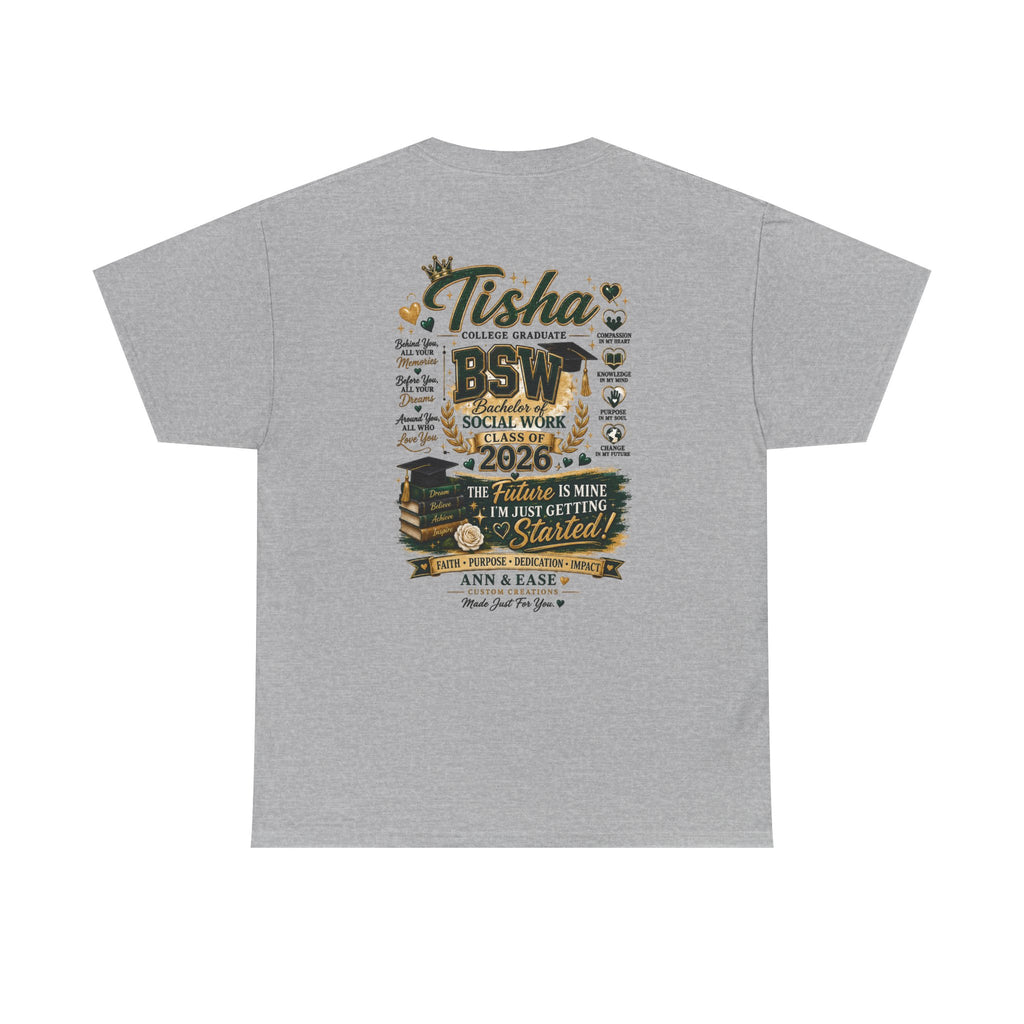 BSW Graduation T‑Shirt — "She Did It!" Personalized 2026 Social Work Grad Tee