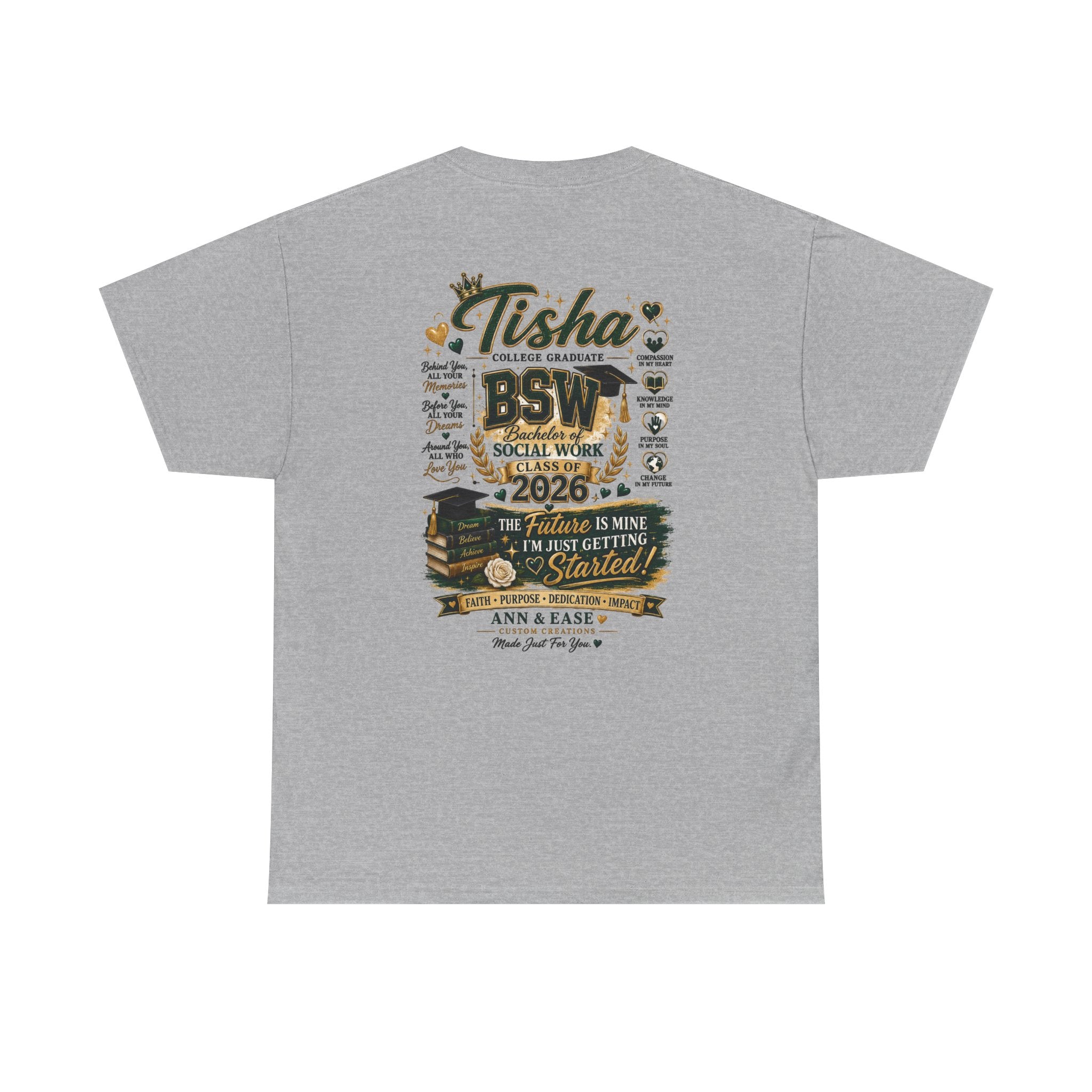 BSW Graduation T‑Shirt — "She Did It!" Personalized 2026 Social Work Grad Tee