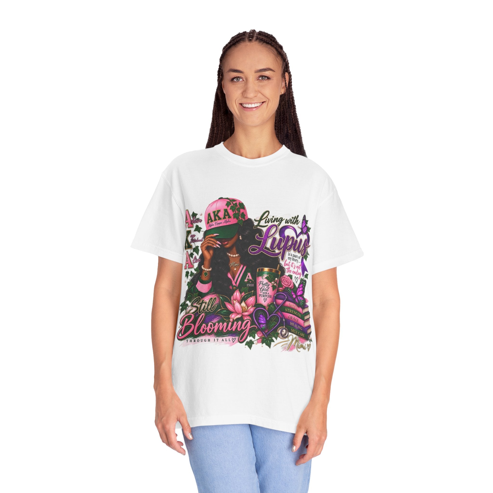 Lupus Awareness AKA Sisterhood T-Shirt - "Still Blooming" Garment-Dyed Tee