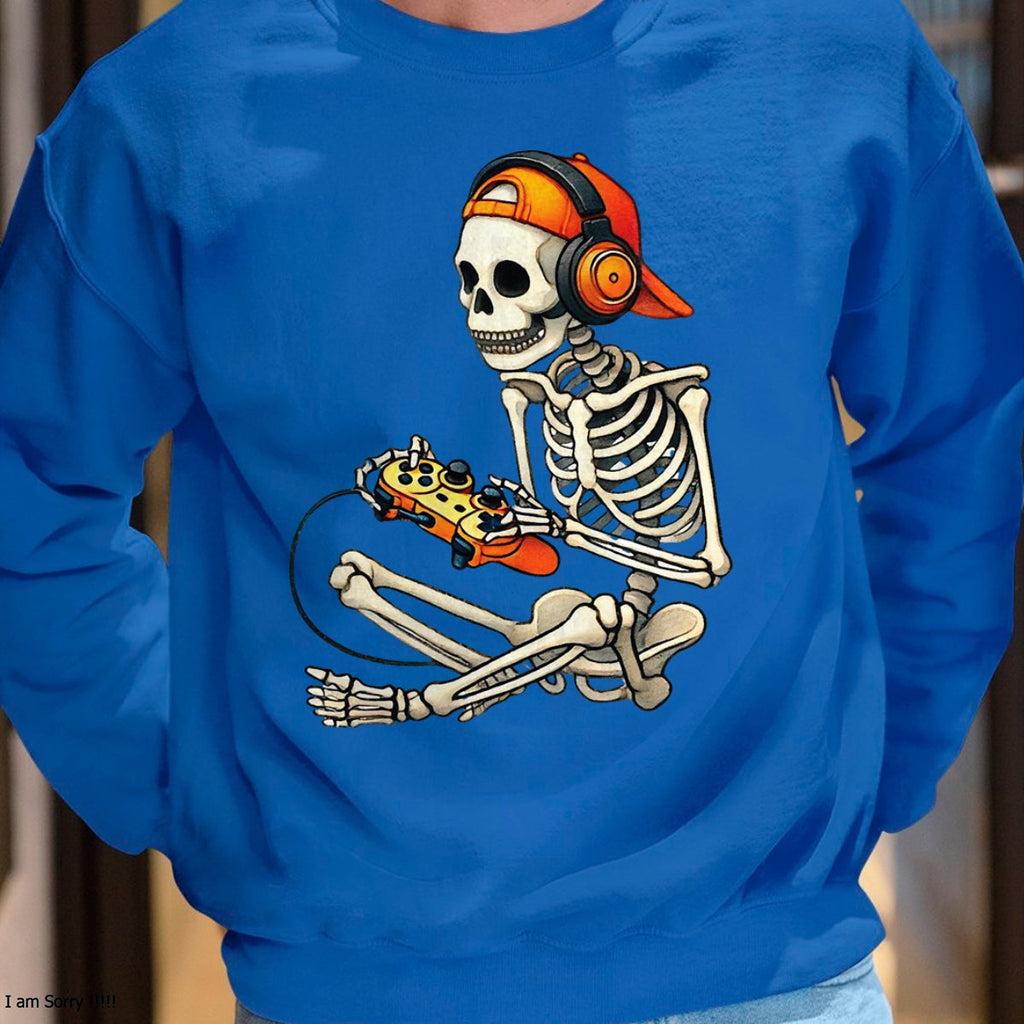Camiseta de manga corta para niños y hombres con diseño de esqueleto para Halloween, para videojuegos - Camiseta unisex de Halloween/Sudadera con capucha - NGHL00