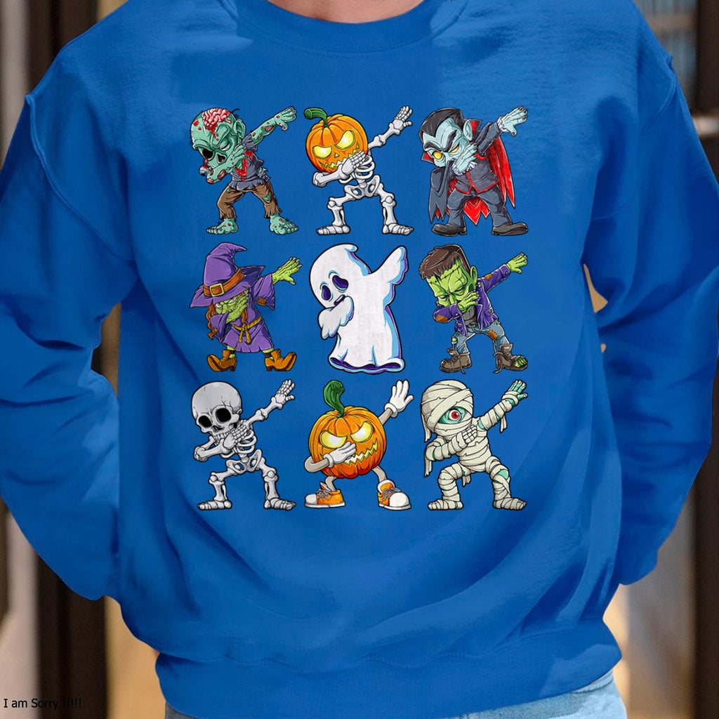 Camiseta de Halloween para niños con estampado de esqueleto, zombi, calabaza, momia y dabbing - Camiseta/Sudadera unisex de Halloween - NGHL00