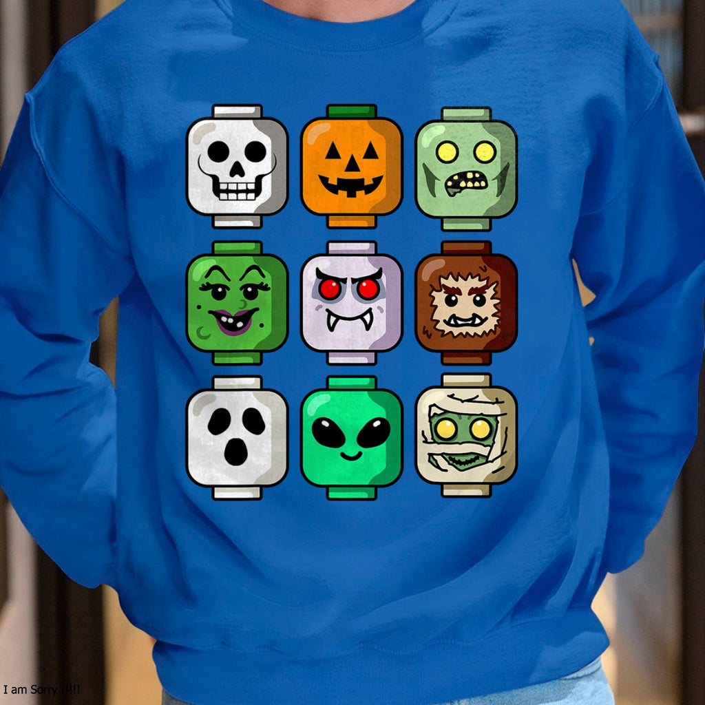 Camiseta de Halloween para niños con ladrillos de construcción, calabaza, fantasma, zombi - Camiseta/Sudadera unisex de Halloween - NGHL00