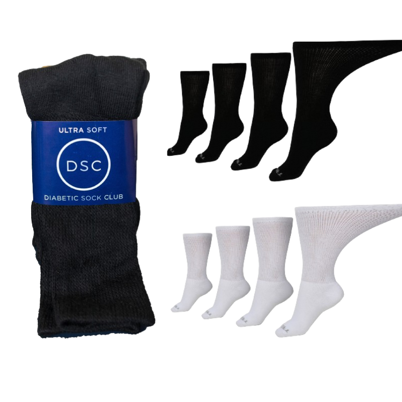Calcetines Diabéticos Ultra Suaves a Media Pantorrilla para Hombre (4 Pares)