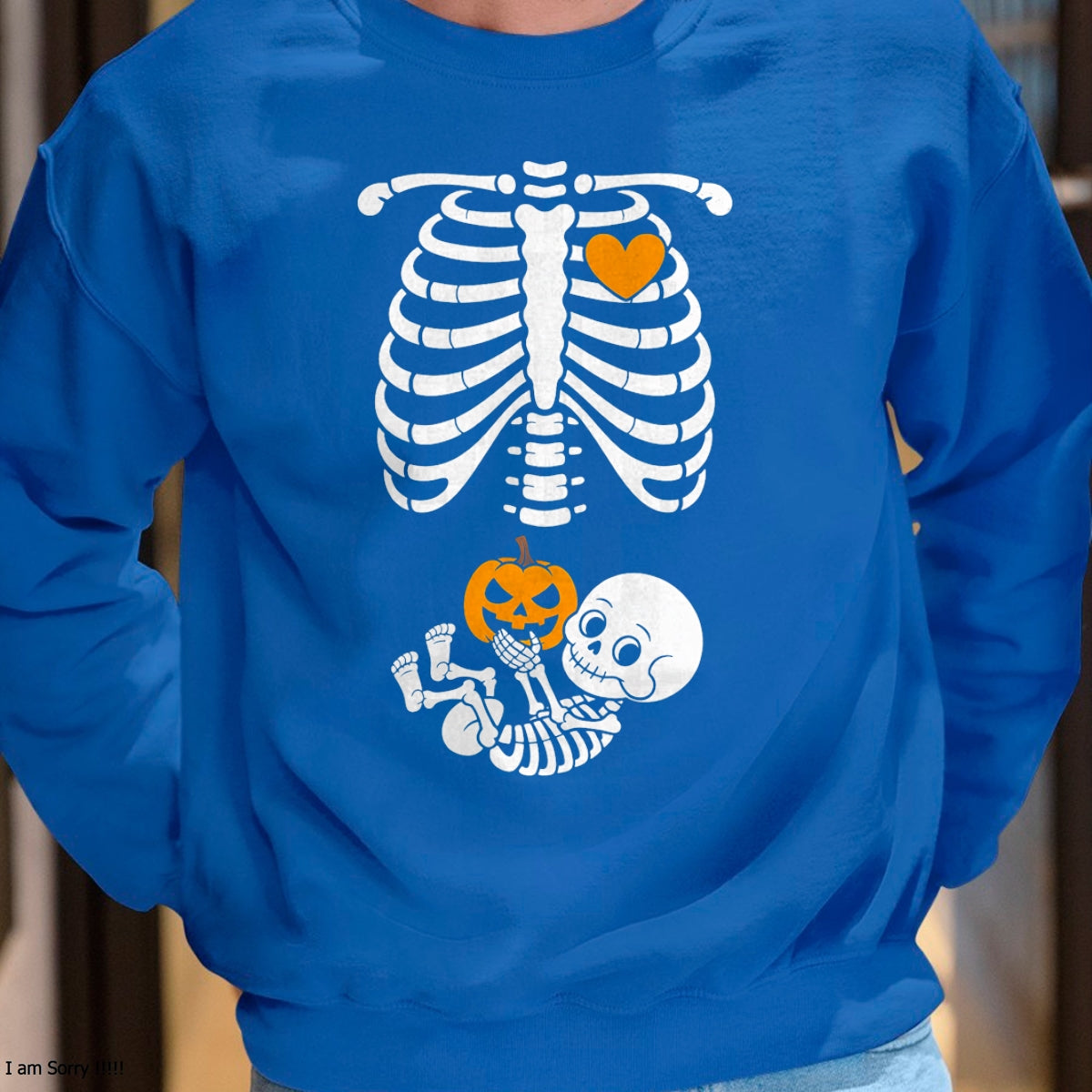 Camiseta de maternidad para Halloween con esqueleto de bebé y calabaza – Camiseta/Sudadera unisex de Halloween – NGHL00