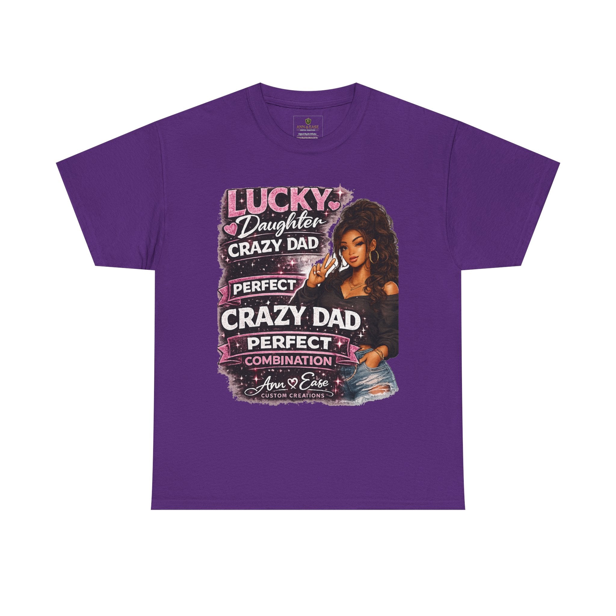 T-Shirt — "Lucky Daughter, Crazy Dad" Protective Dad Graphic Tee