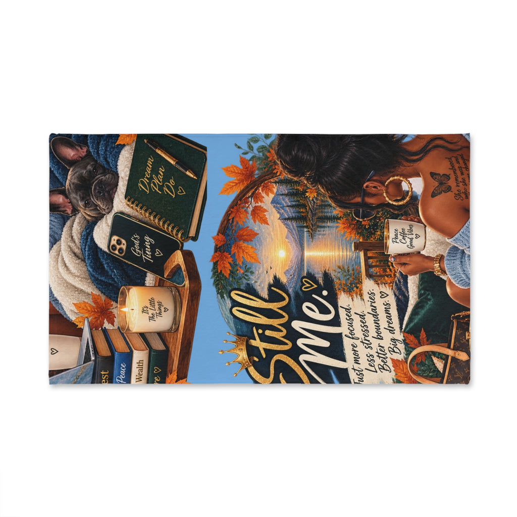 Still Me Hand Towel – Relaxation, Self-Care Scene with 'Still Me' Text