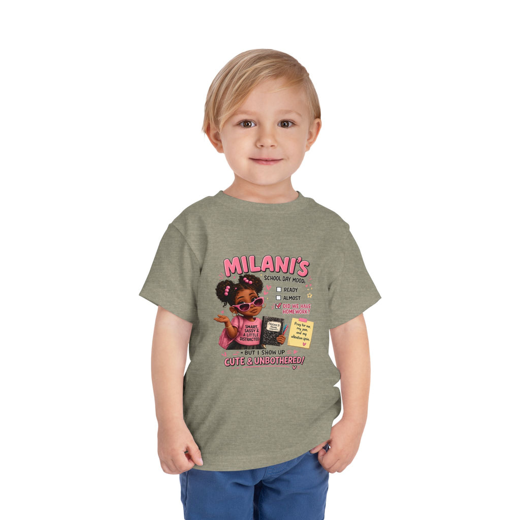 Personalized Toddler Tee — "Milani's School Days" Cute Smart Sassy Graphic Shirt