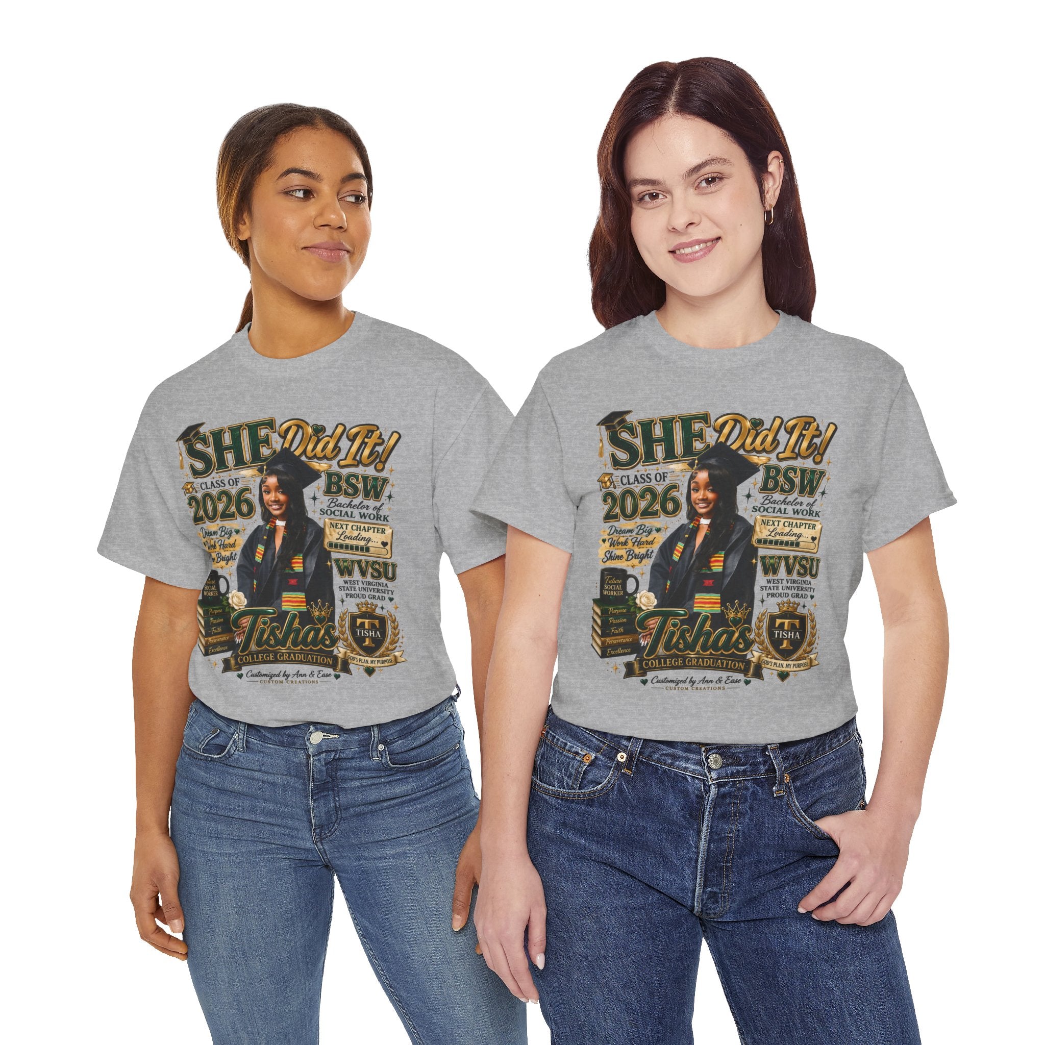 BSW Graduation T‑Shirt — "She Did It!" Personalized 2026 Social Work Grad Tee