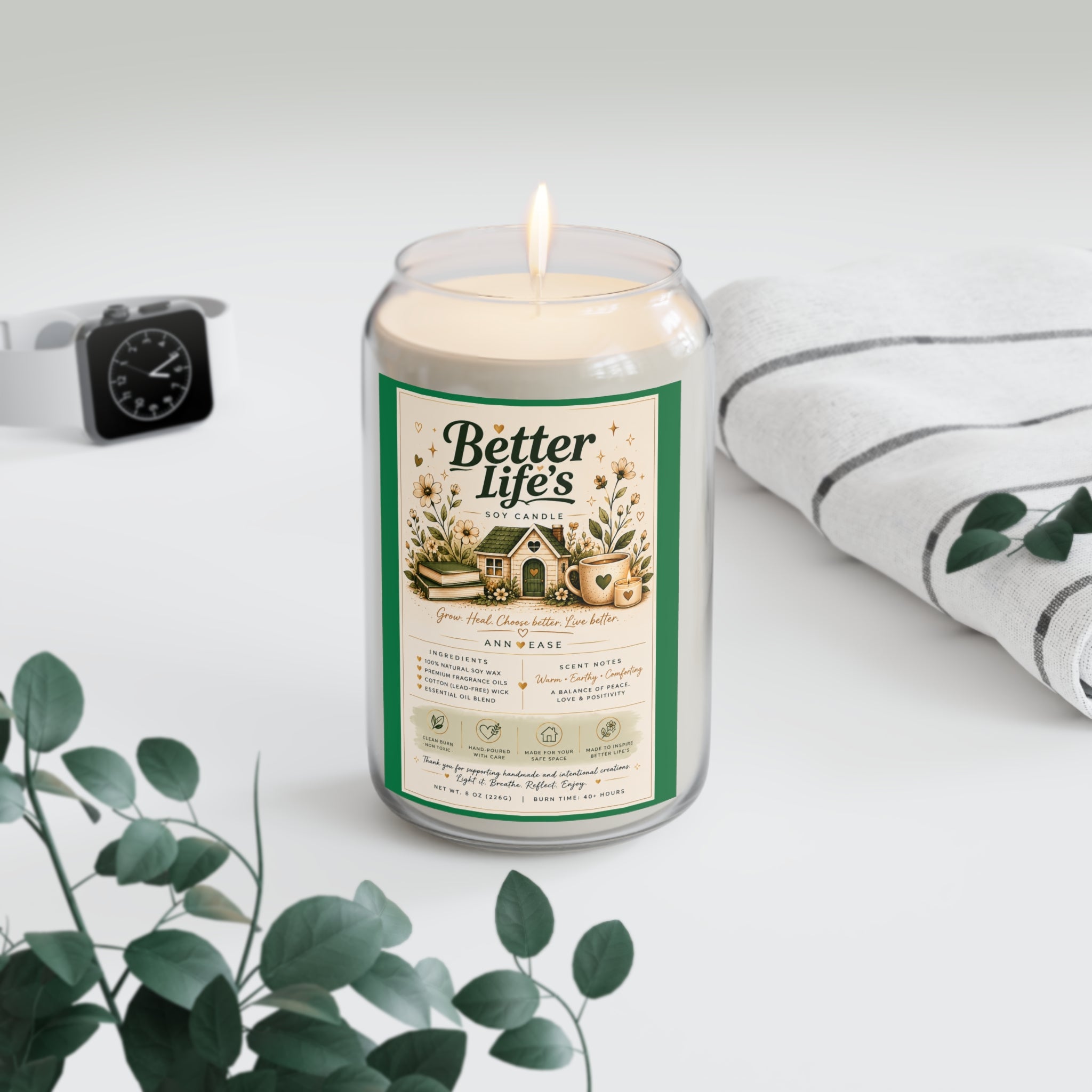 Vela de soja aromática Better Life — 390 g, aroma Cozy Cottage