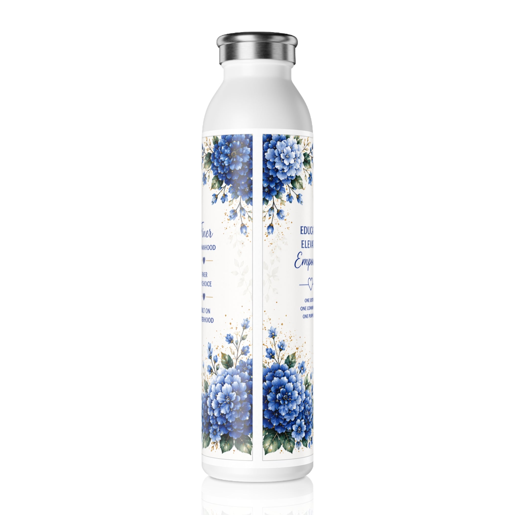 Zeta Phi Beta Floral Slim Water Bottle — Educate Elevate Empower