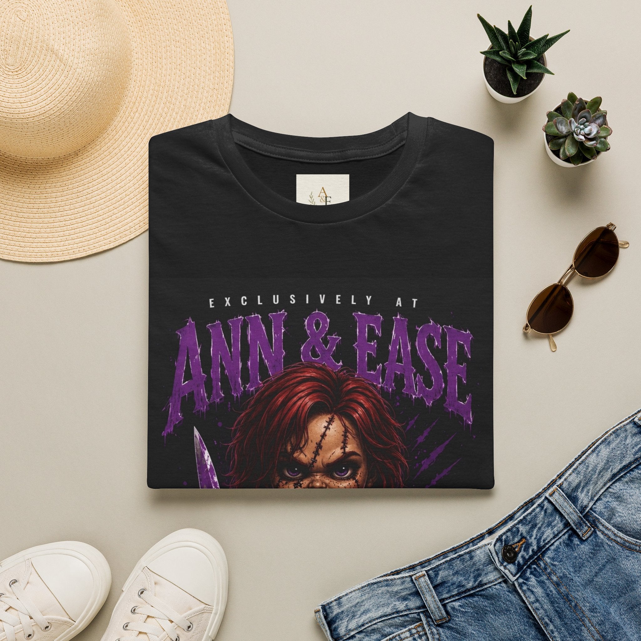 Chucky Horror Movie T-Shirt — "Ann & Ease" Retro Killer Doll Graphic Tee