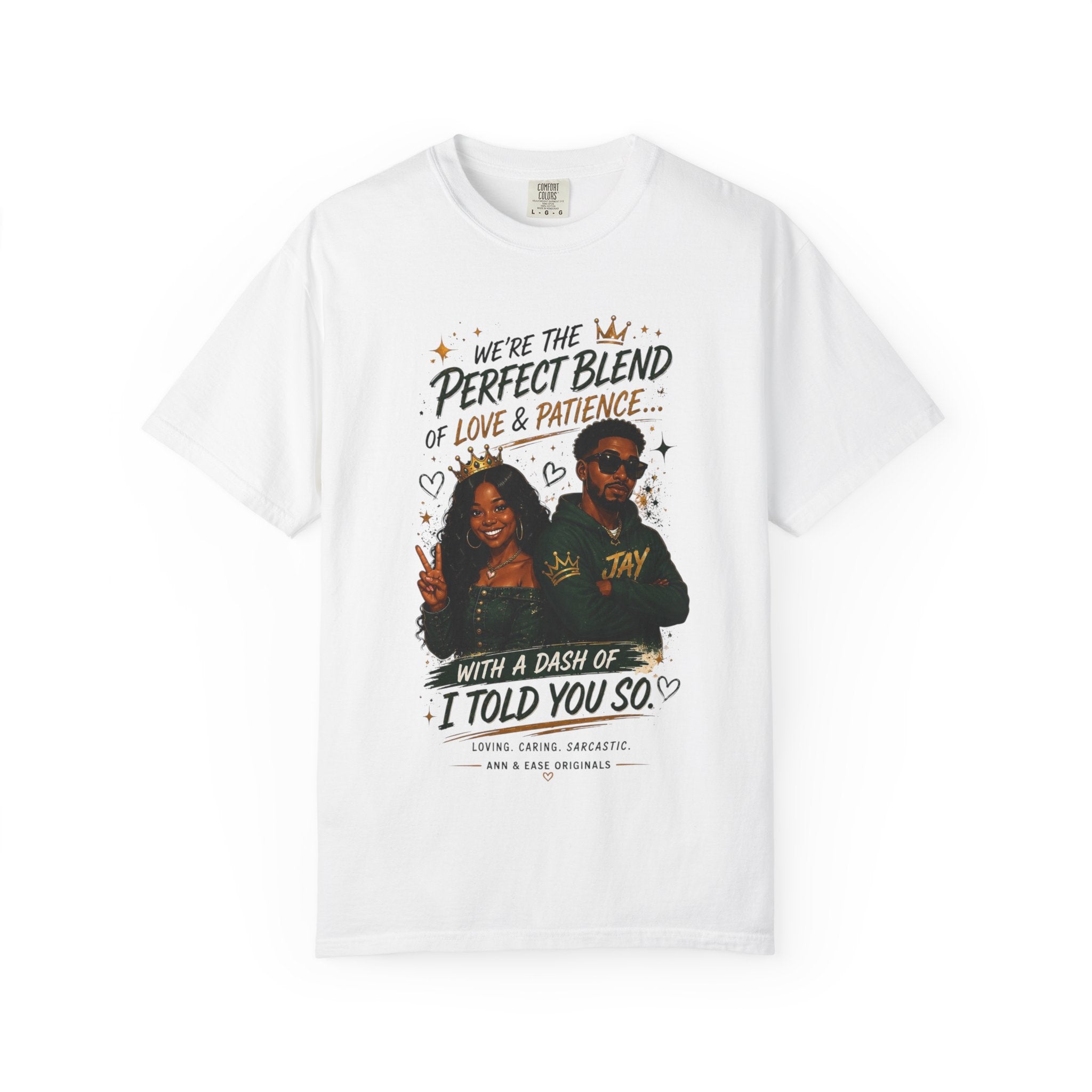Couples T-Shirt — "Perfect Blend of Love & Patience" Graphic Tee