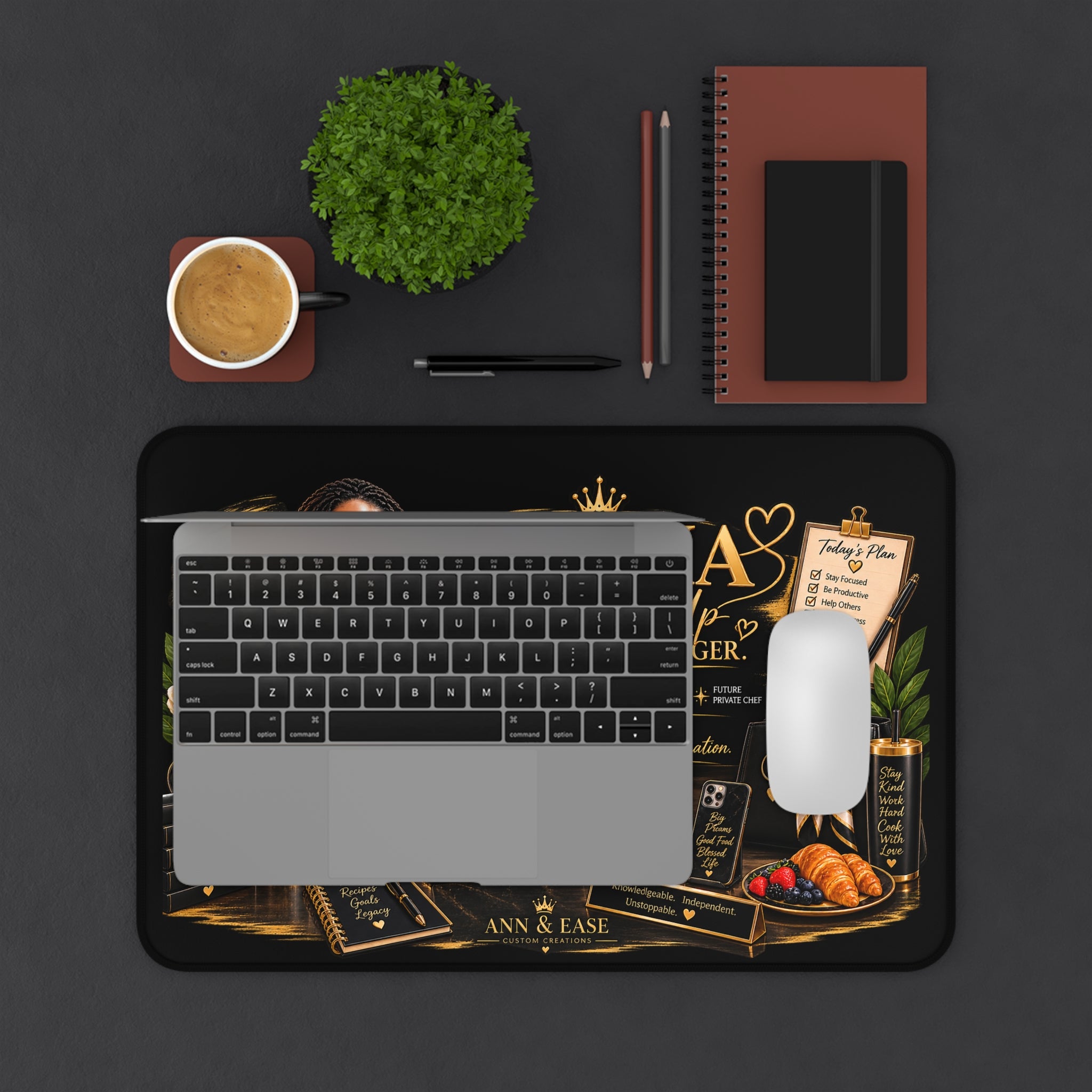 Personalized 'Fatima Cooking Up Something Bigger' Desk Mat — Custom Chef Inspired Mousepad for Home Cooks & Small Business Owners