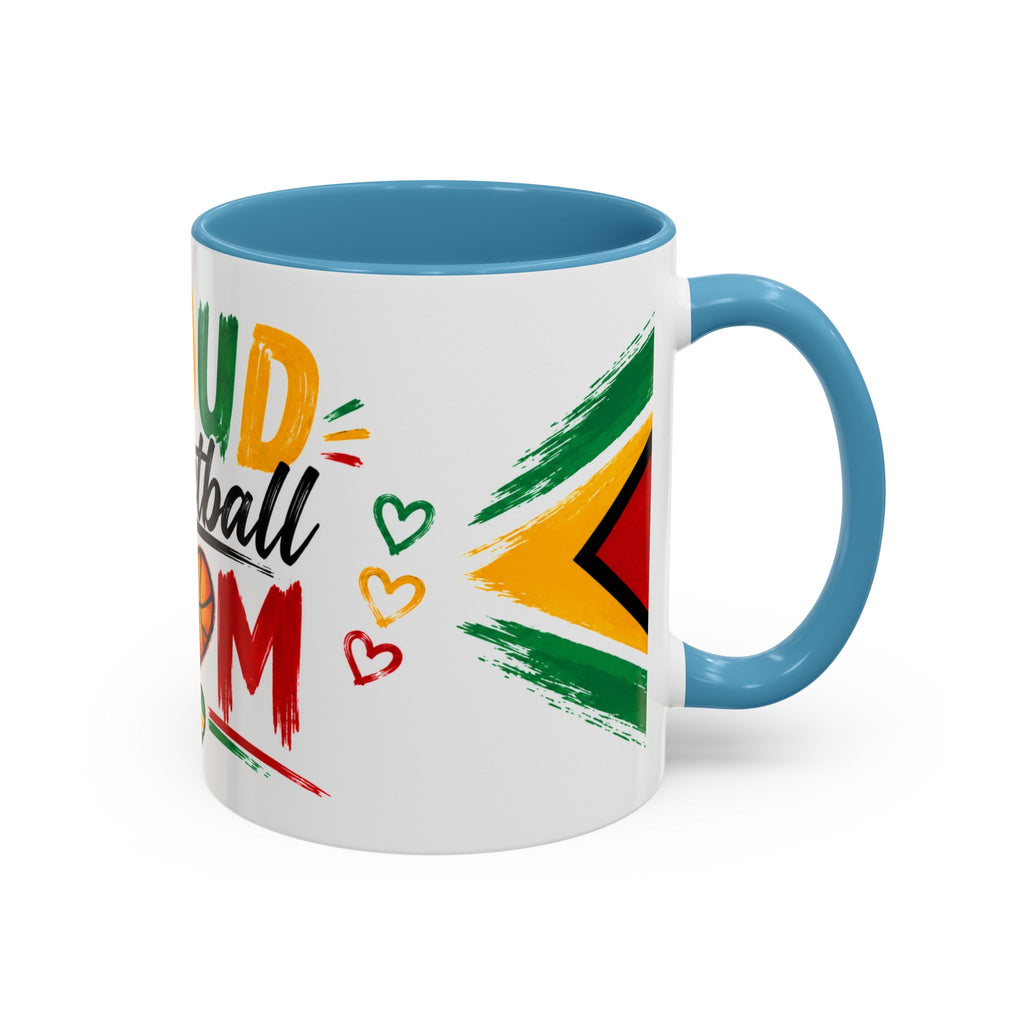 Proud Basketball Mom Accent Coffee Mug – Colorful Heart & Basketball Design (11/15oz)