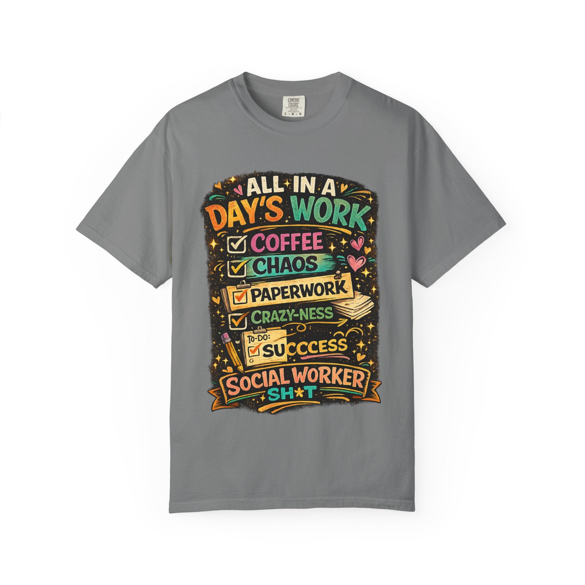 Social Worker T-Shirt — "All In a Day's Work" Checklist Tee