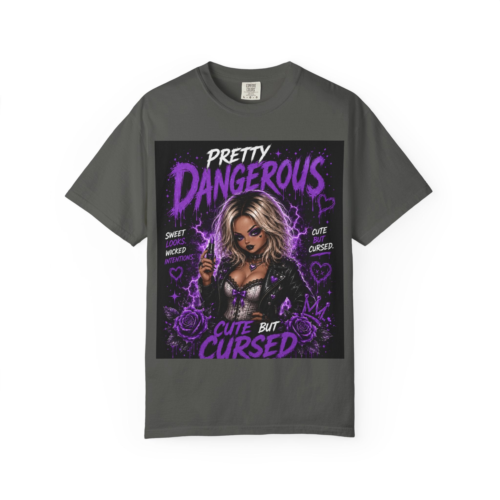 Graphic T-Shirt — "Pretty Dangerous / 'Til Death Do Us Part' Gothic Girl Cute but Cursed Tee
