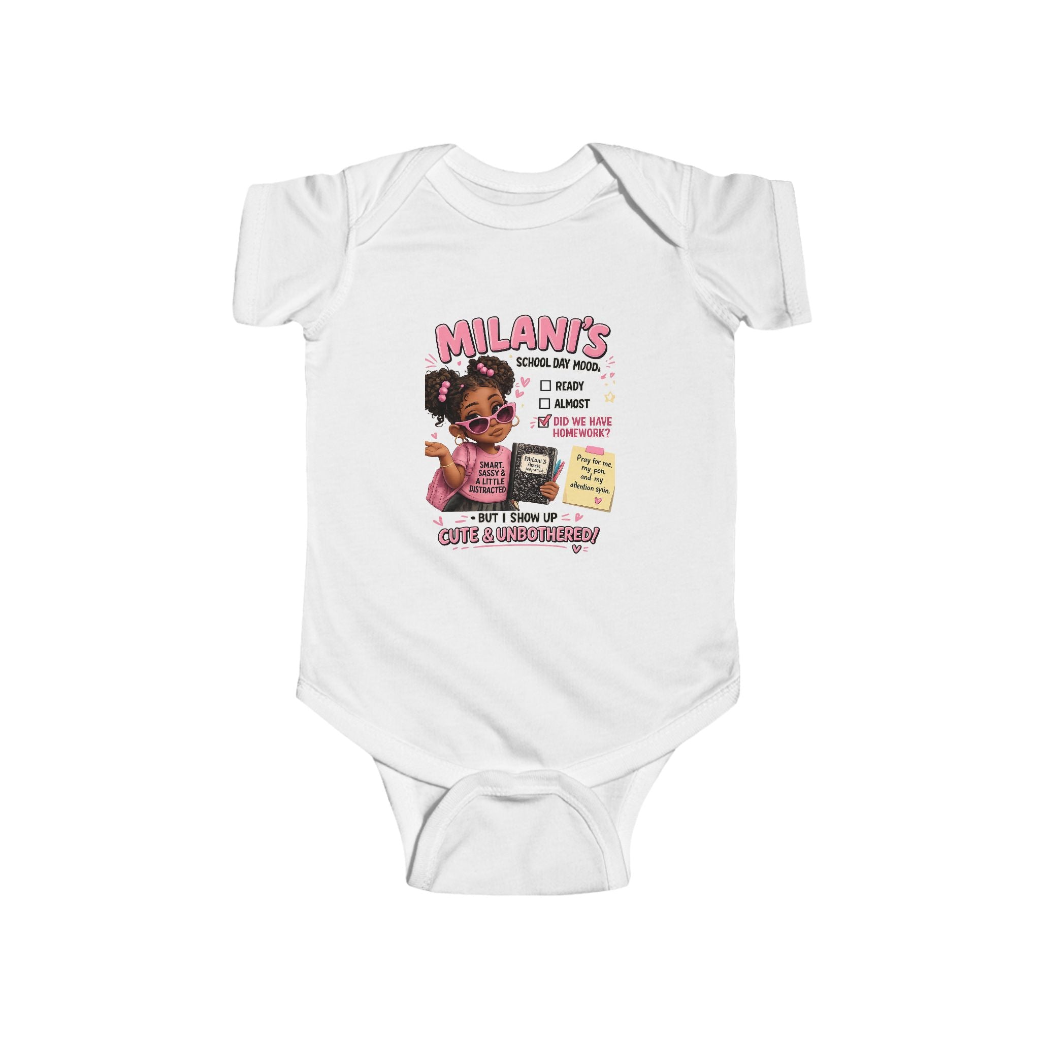 Personalized "Milani's School Days" Infant Bodysuit – Cute Back-to-School Baby Onesie