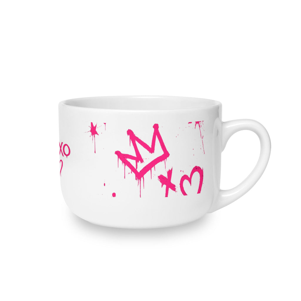 25oz Ceramic Latte Mug — Pink Graffiti Hearts XOXO Design, Valentine’s Day Gift