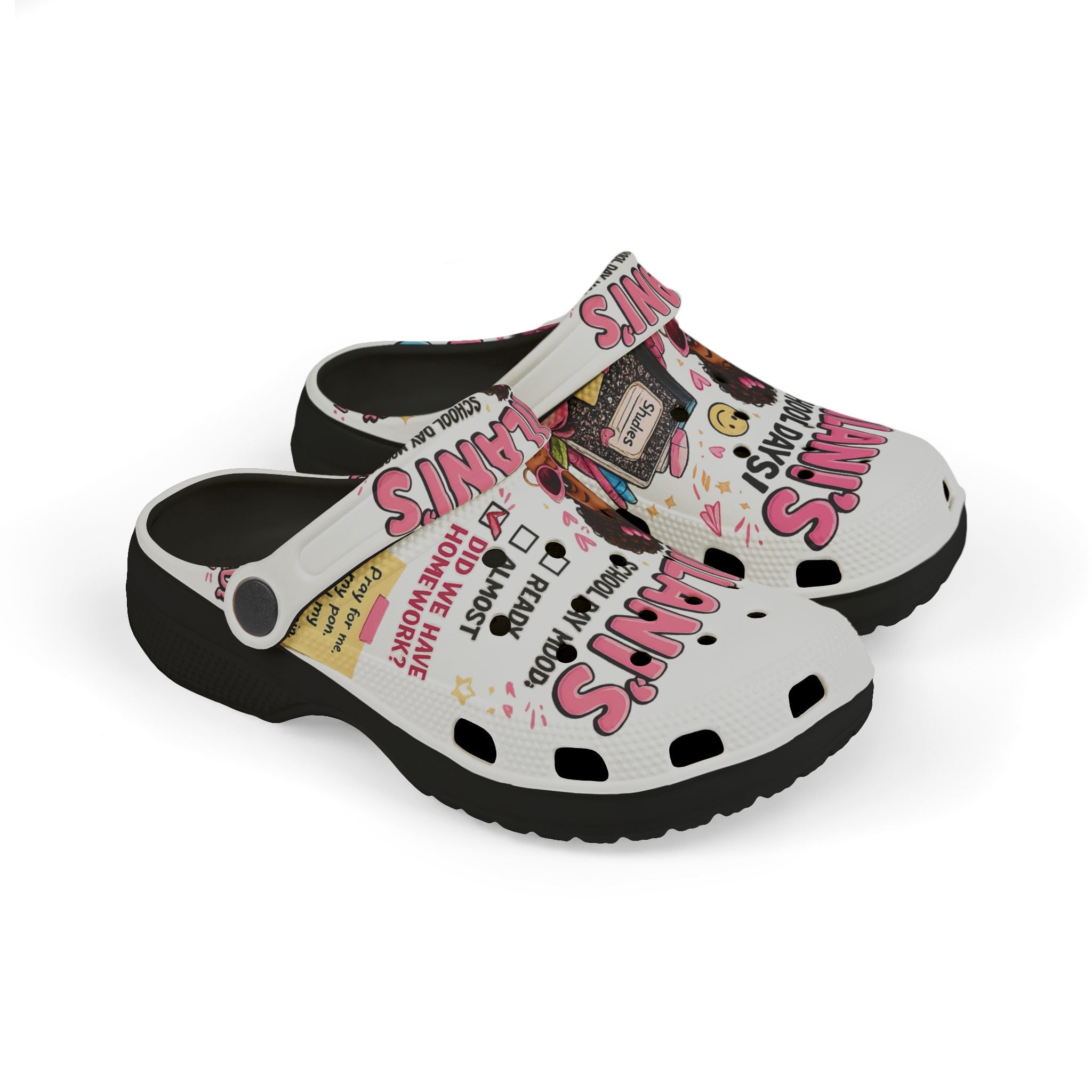 Personalized Kids Clogs — “Milani’s School Days” EVA Foam Slip-Ons