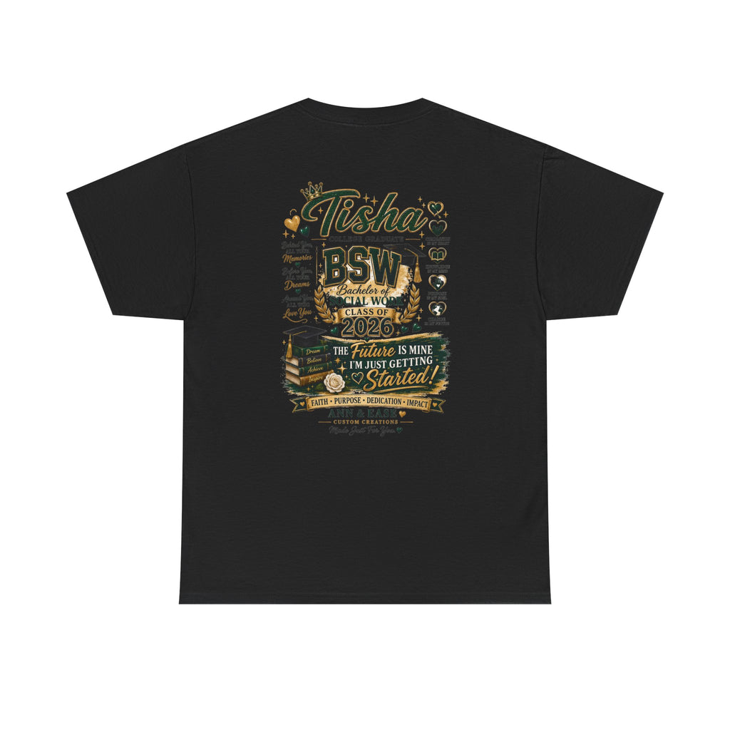 BSW Graduation T‑Shirt — "She Did It!" Personalized 2026 Social Work Grad Tee