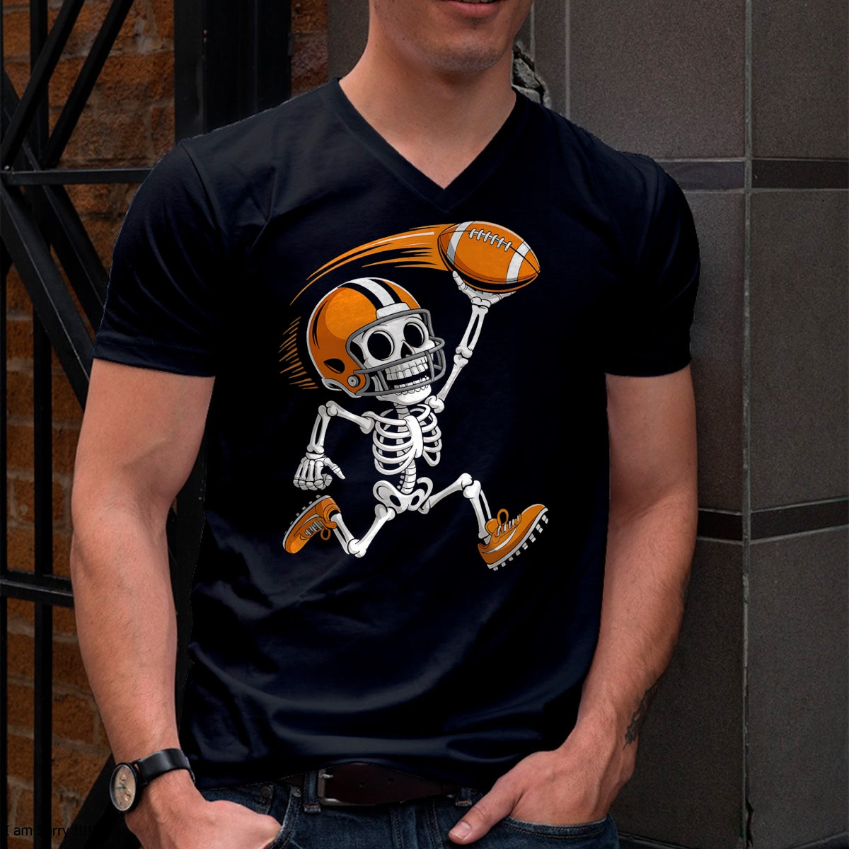 Camiseta de fútbol divertida de esqueleto de Halloween para adolescentes, niños y hombres - Camiseta/Sudadera unisex de Halloween - NGHL00