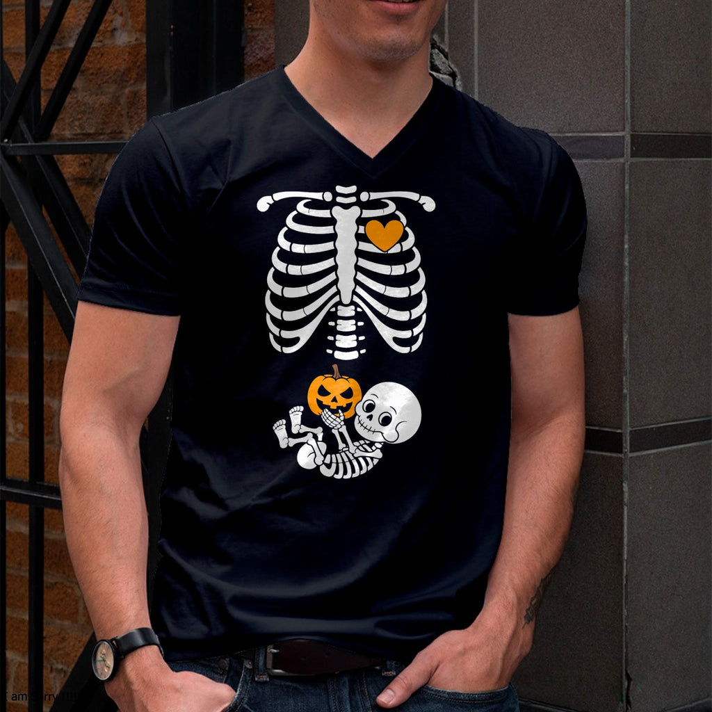 Camiseta de maternidad para Halloween con esqueleto de bebé y calabaza – Camiseta/Sudadera unisex de Halloween – NGHL00
