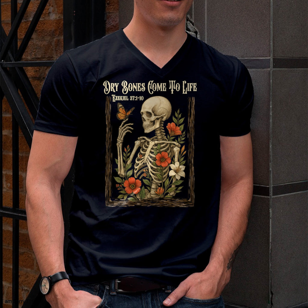 Fe cristiana: Huesos secos cobran vida, camiseta con estampado floral de esqueleto - Camiseta/sudadera unisex de Halloween - NGHL00 (Copia)