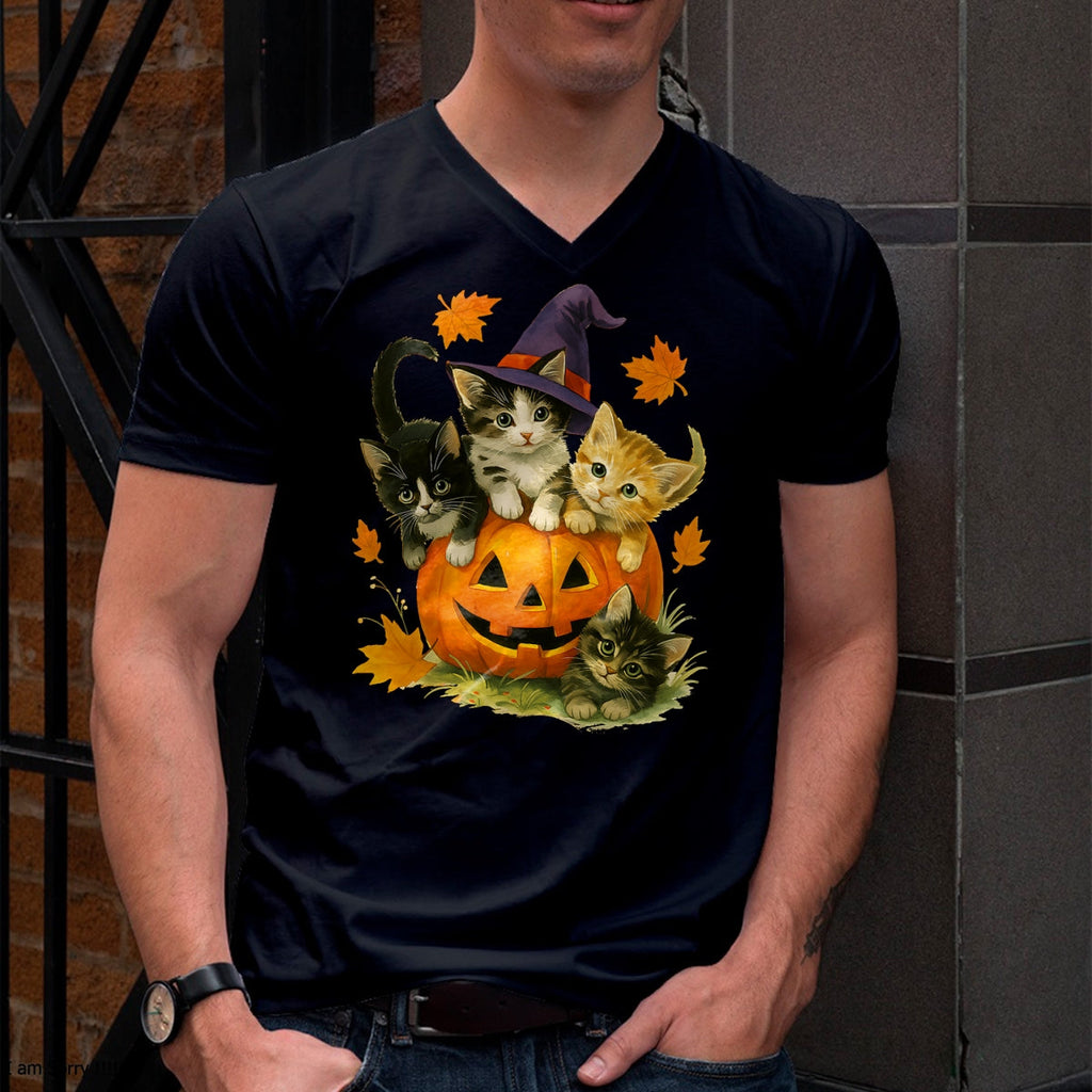 Camiseta vintage de calabaza de gato lindo de Halloween para la temporada espeluznante - Camiseta/sudadera con capucha unisex de Halloween - NGHL00