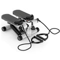 Mini stepper de ejercicio con 2 bandas de resistencia, monitor LCD, carga máxima de 150 kg, stepper silencioso.