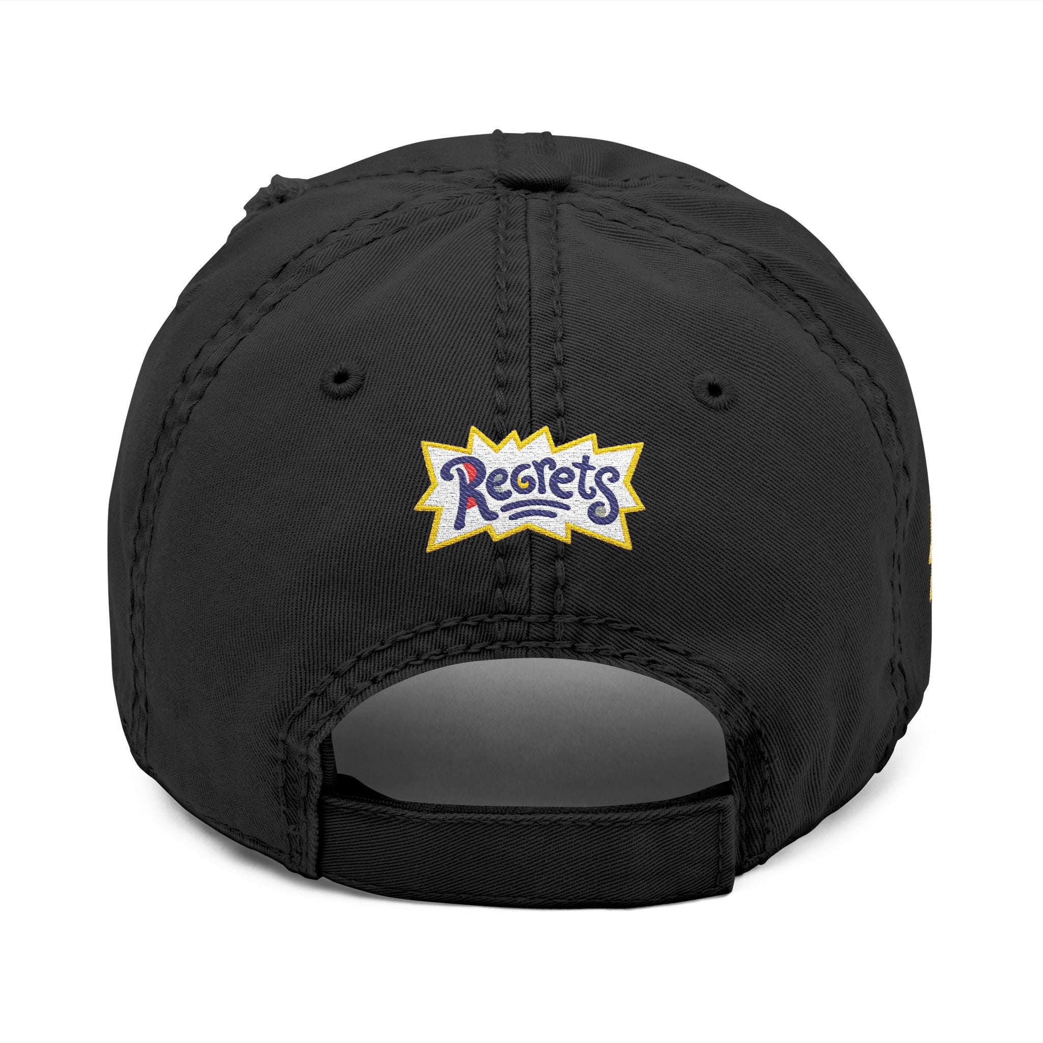 Gorra de papá 'Regrets' bordada desgastada - Gorra de streetwear vintage