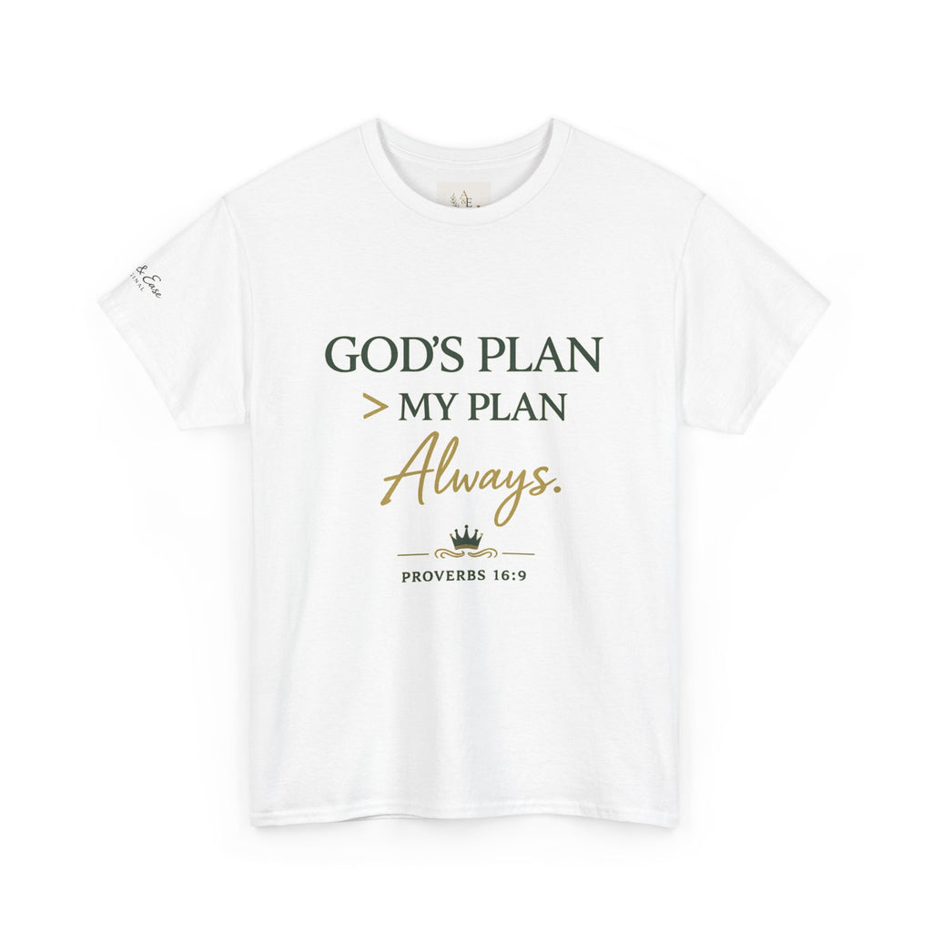 Camiseta Gráfica Cristiana — "El Plan de Dios > Mi Plan Siempre" Camiseta Cristiana Inspiradora