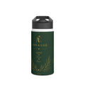 Green Botanical Stainless Steel Water Bottle — "Ann & Ease" Elegant Floral Design
