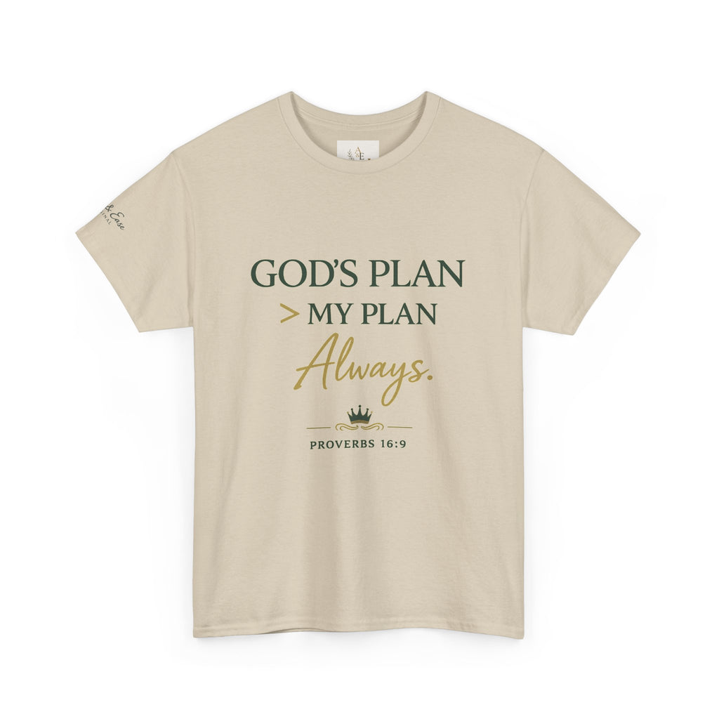 Camiseta Gráfica Cristiana — "El Plan de Dios > Mi Plan Siempre" Camiseta Cristiana Inspiradora