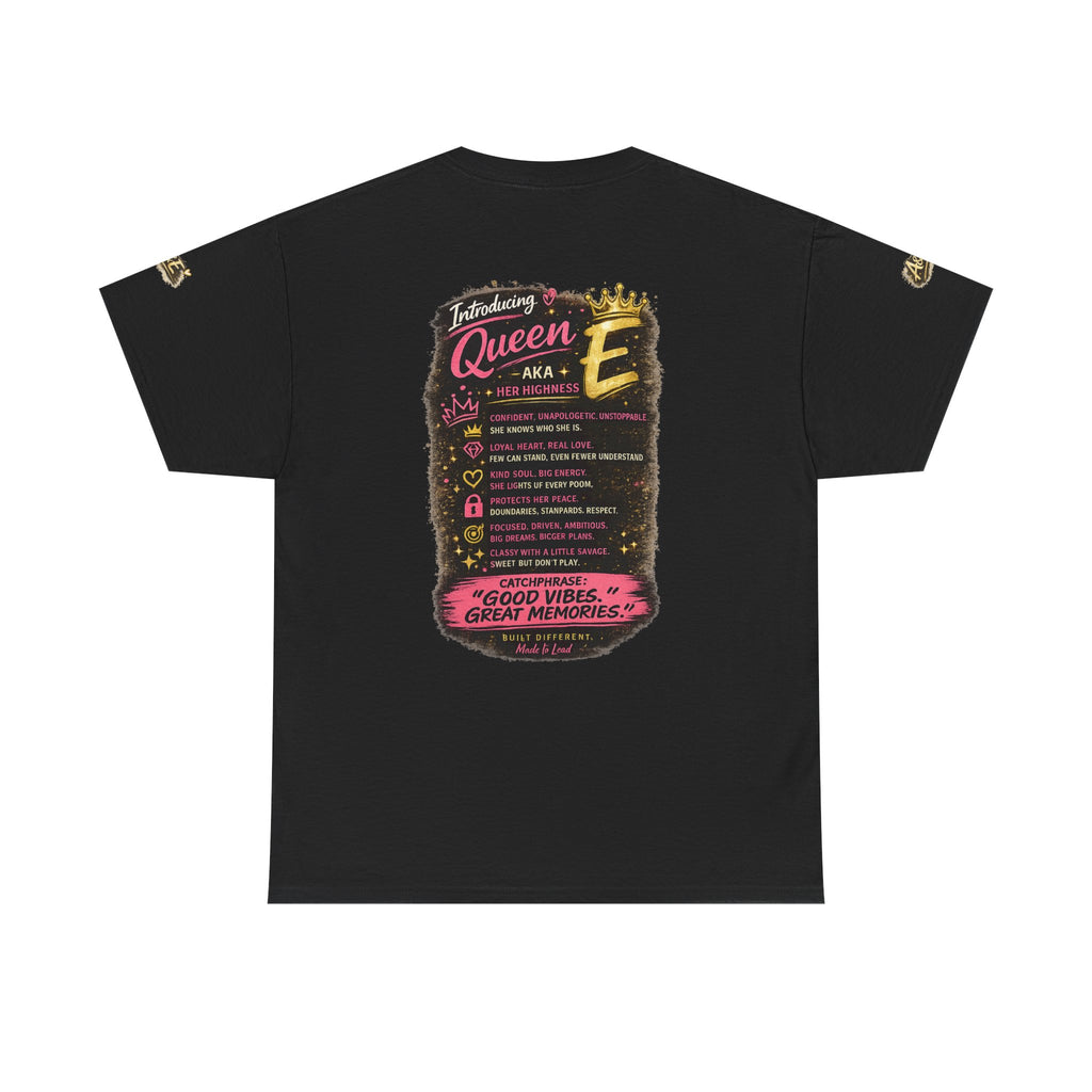 Camiseta — Camiseta gráfica afrocéntrica "Introducing Queen E" — Hecha diferente, Buenas vibraciones