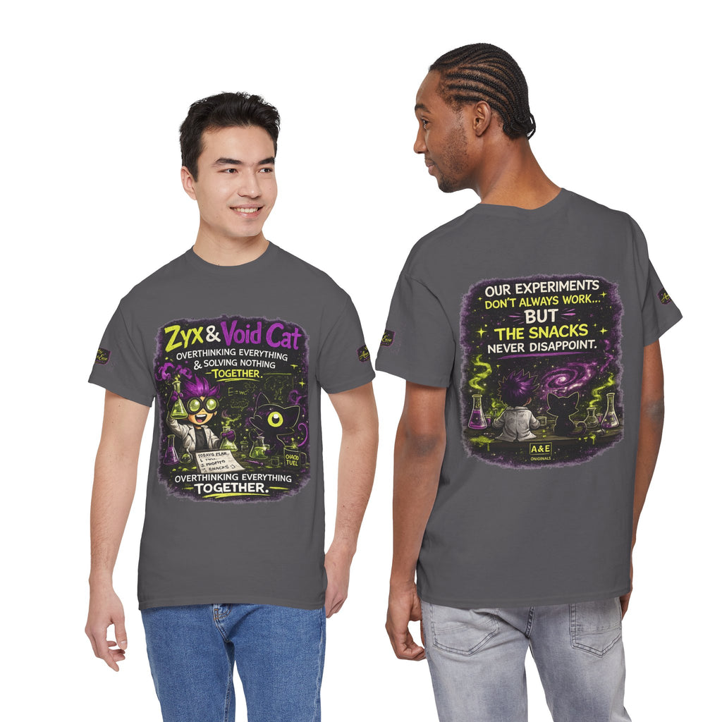 Zyx & Void Cat Science Crew T‑Shirt — "Overthinking Everything Together"